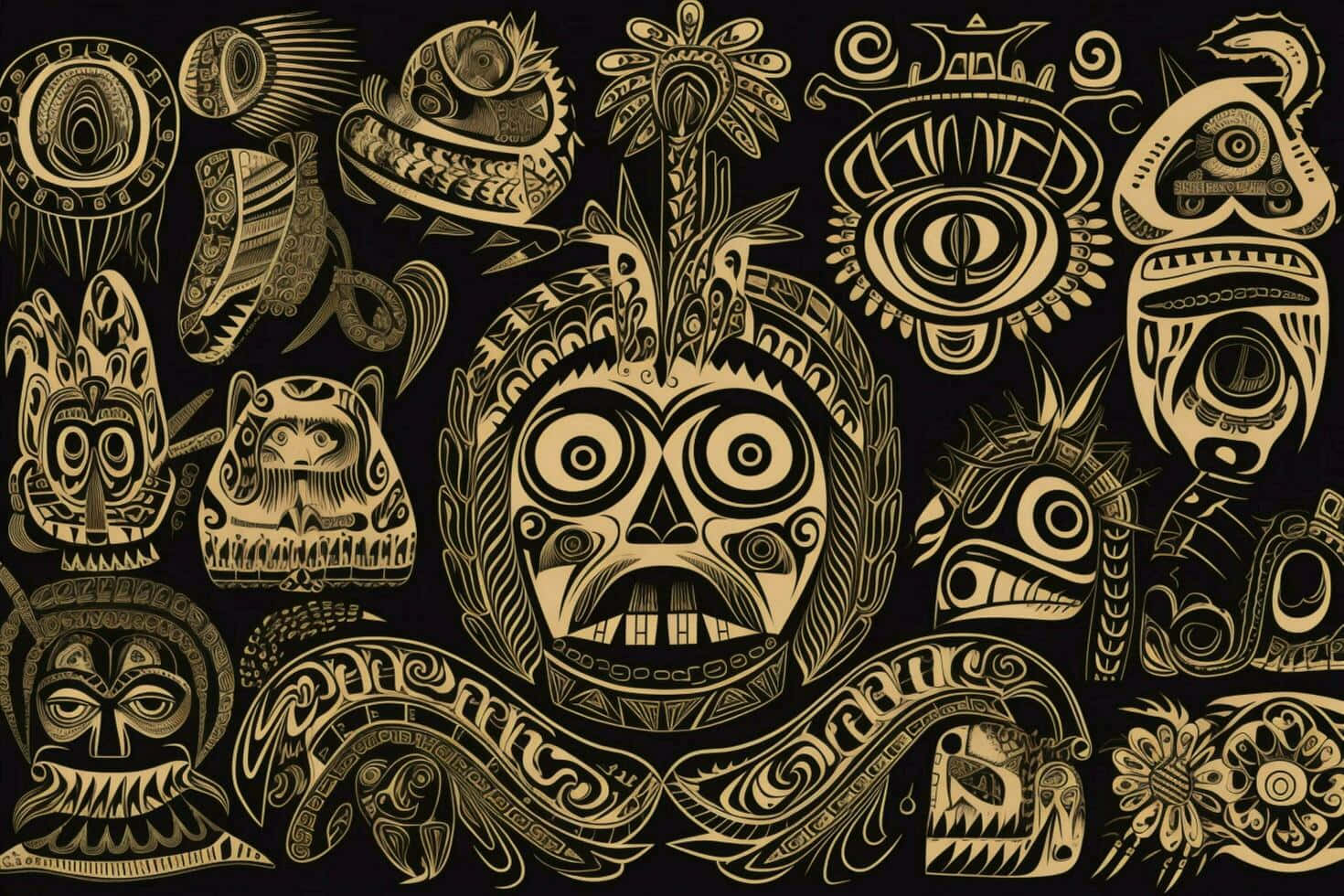 Polynesian Tiki Artwork Wallpaper