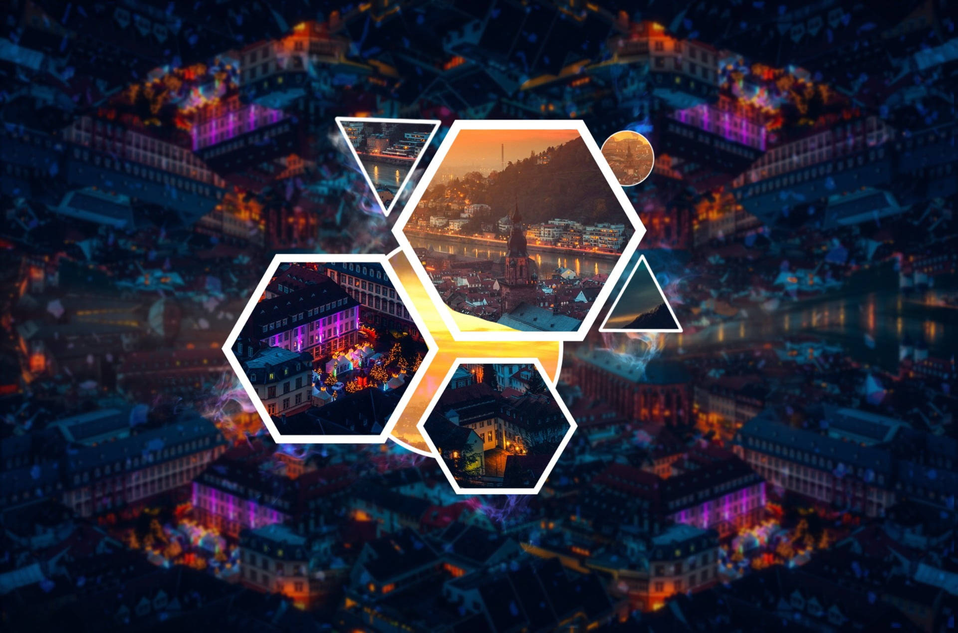 Polyscape City Night Aesthetic Wallpaper