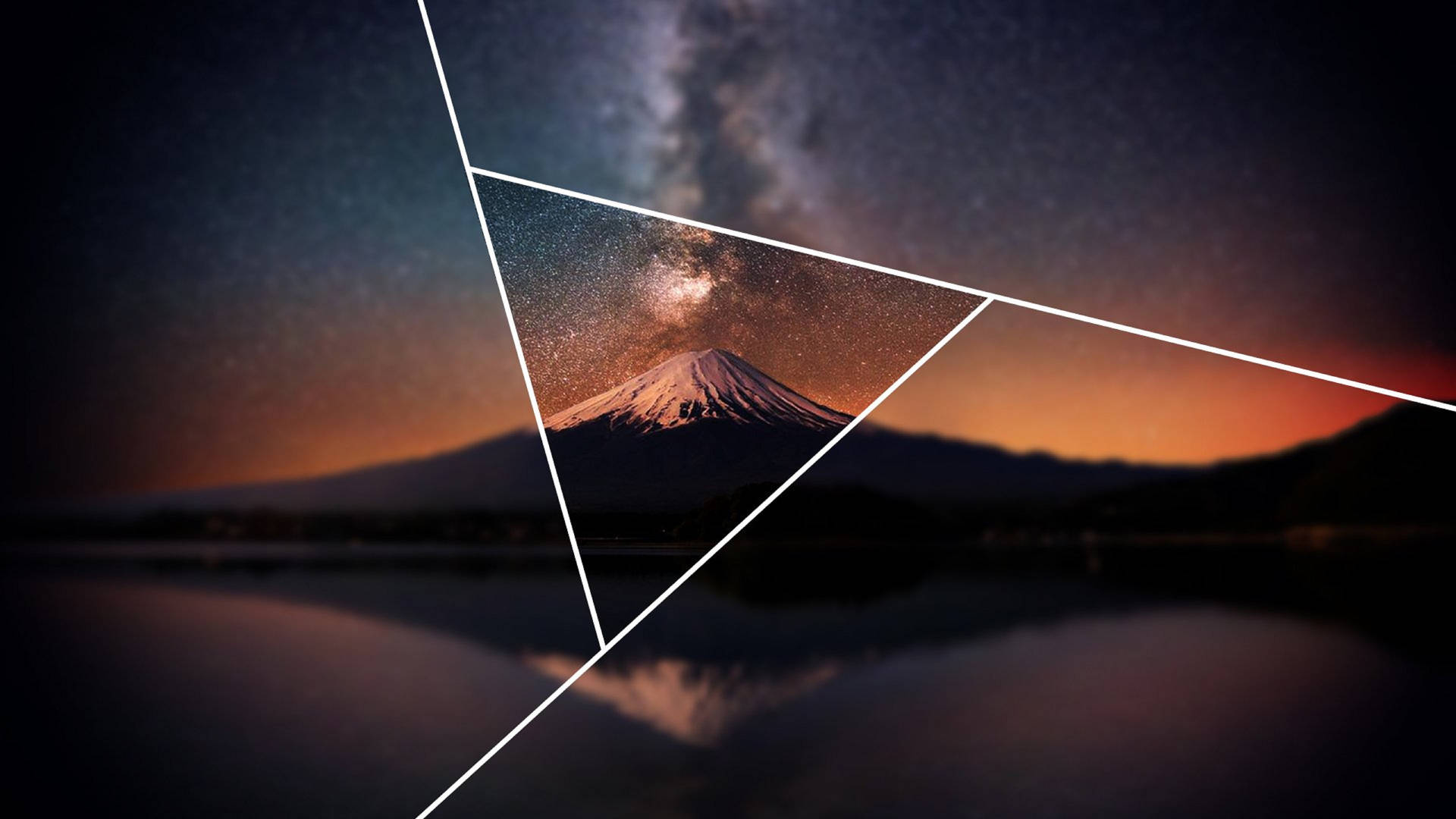 Polyscapedel Monte Fuji De Noche Fondo de pantalla