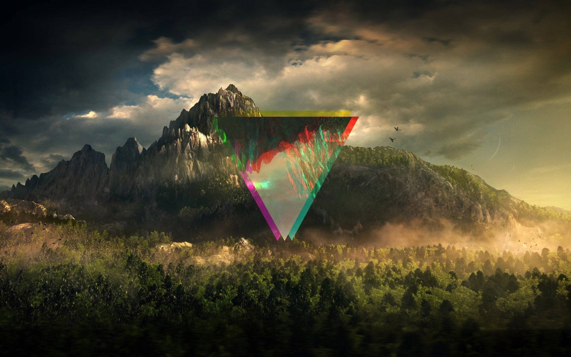 Montañasde Polyscape Arte Glitch Fondo de pantalla