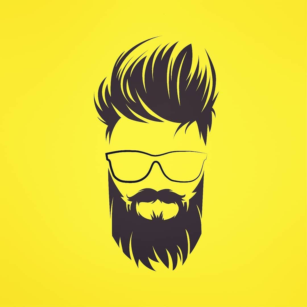 Pompadour Hairstyle Beard Logo Digital Art Wallpaper