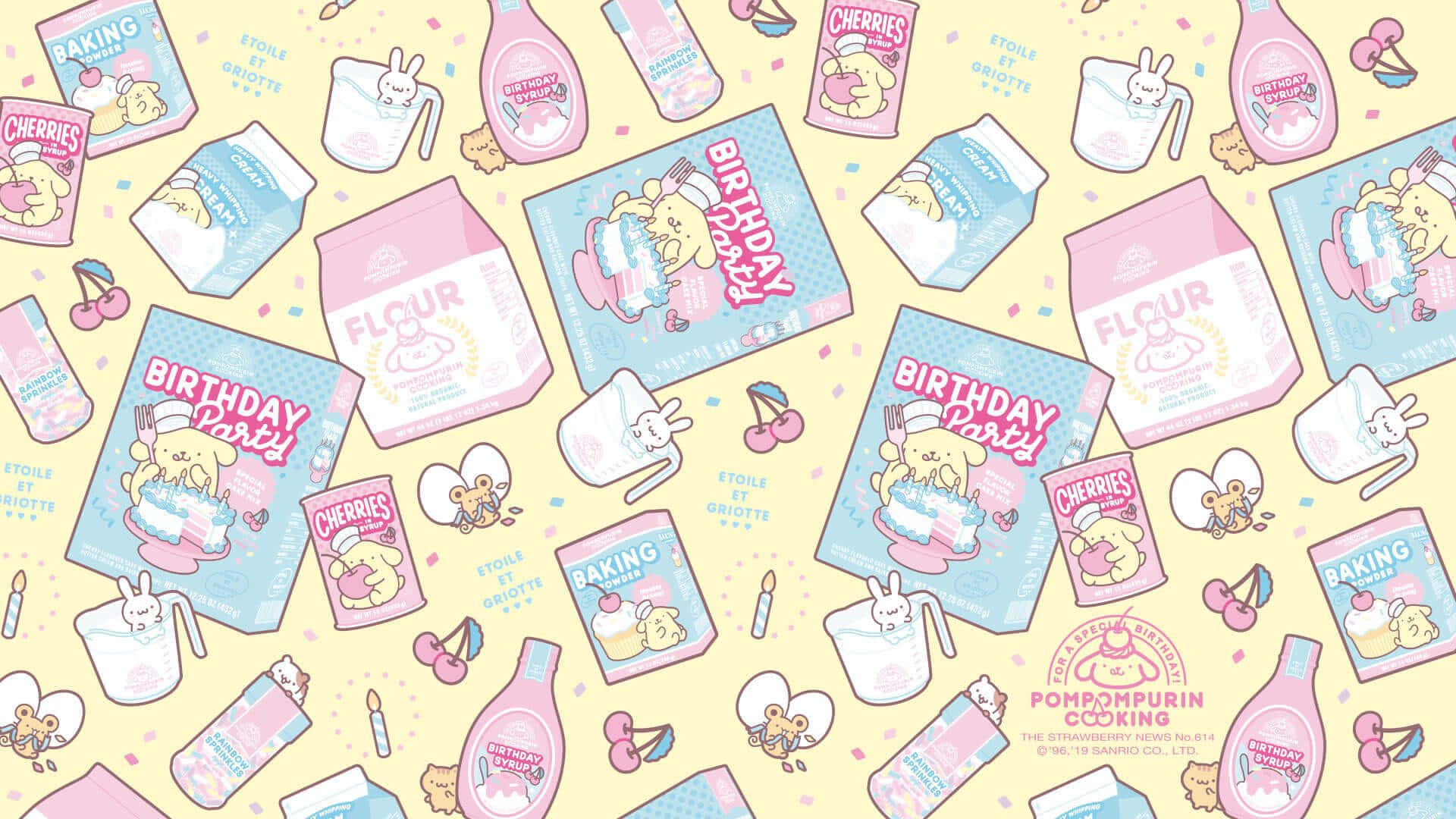 Pompompurin Birthday Party Pattern Wallpaper