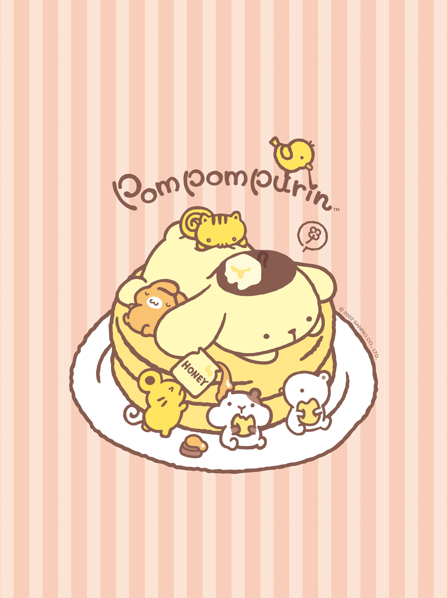 Pompompurin, den elskede Sanrio-karakter, spreder nogle søde smil. Wallpaper