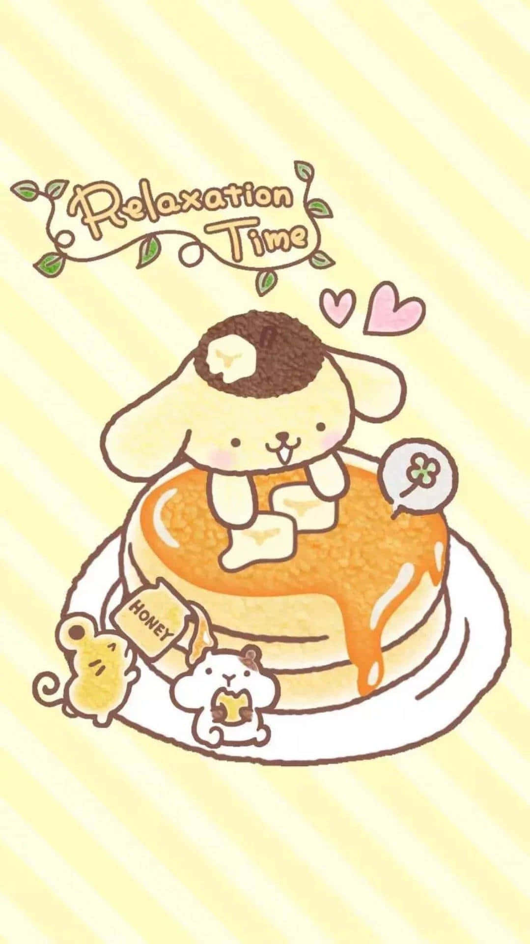 Pompompurin Ontspanning Tijd Illustratie Achtergrond