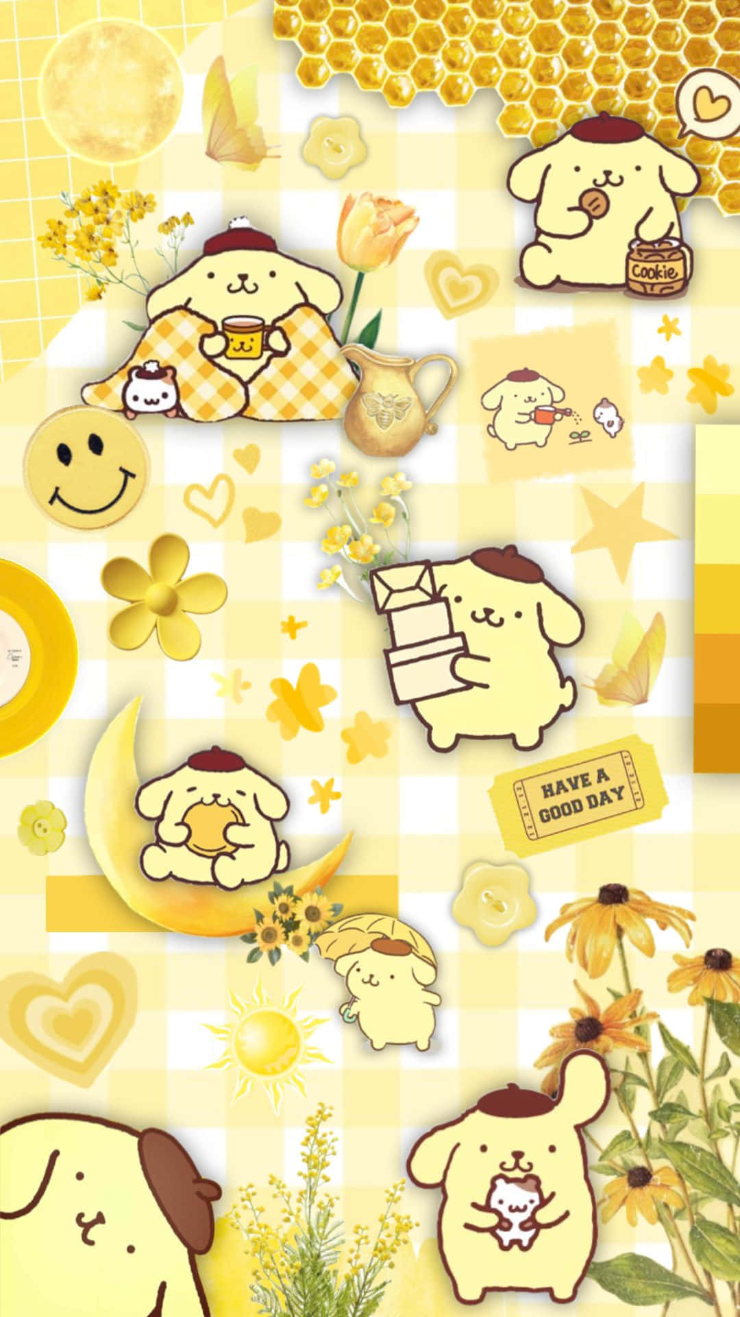 Pompompurin Gele Esthetiek Collage Achtergrond