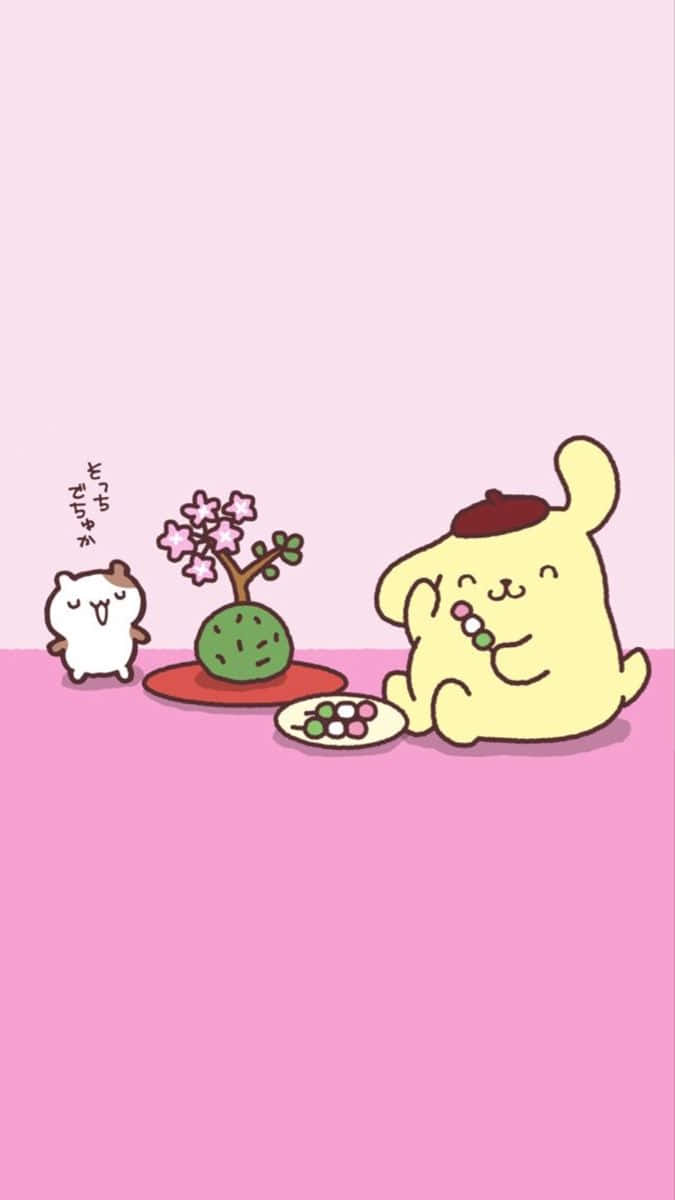 Pompompurinand Friend Relaxing Wallpaper