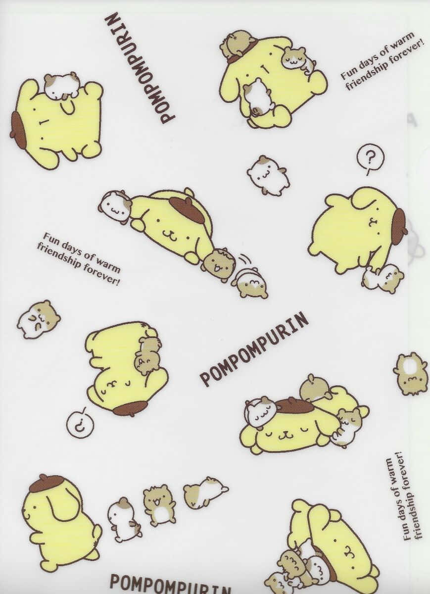 Pompompurin En Vrienden Patroon Achtergrond