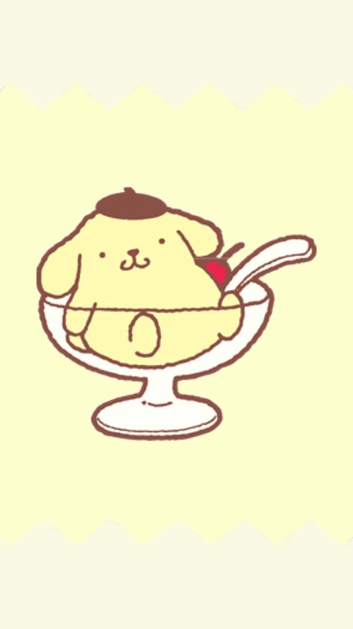 Pompompurin In Dessert Cup Illustratie Achtergrond