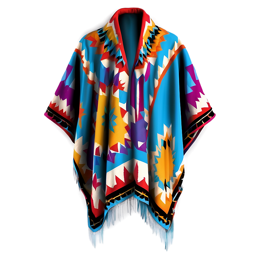 Poncho With Geometric Patterns Png Qmw PNG