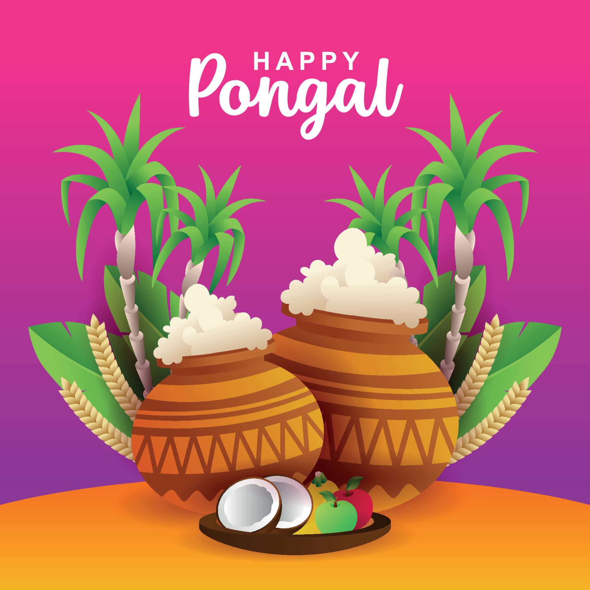 Traditional Pongal Festival celebration with earthen pot and offerings