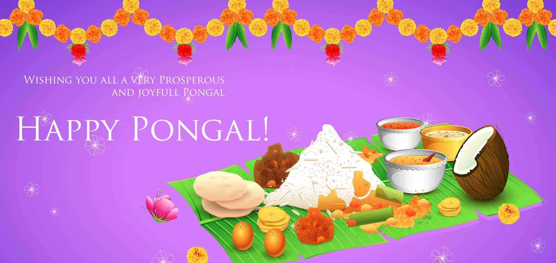 Celebrandopongal Con Decorazioni Tradizionali