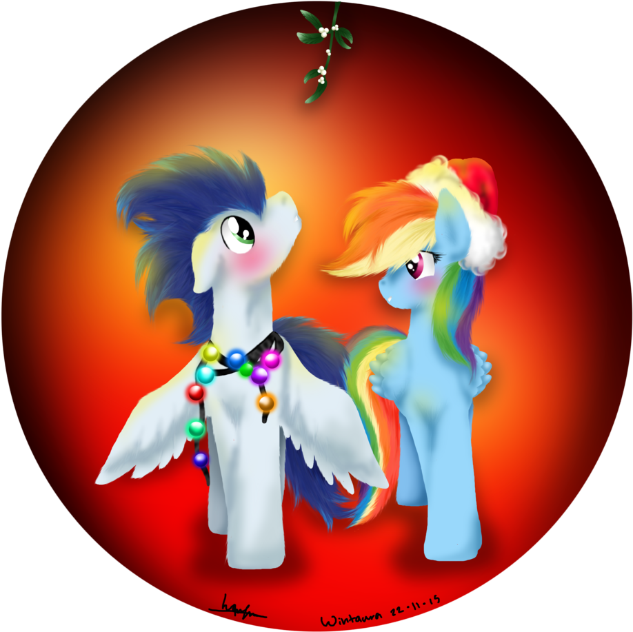 Ponies Under Mistletoe_ Holiday Art PNG