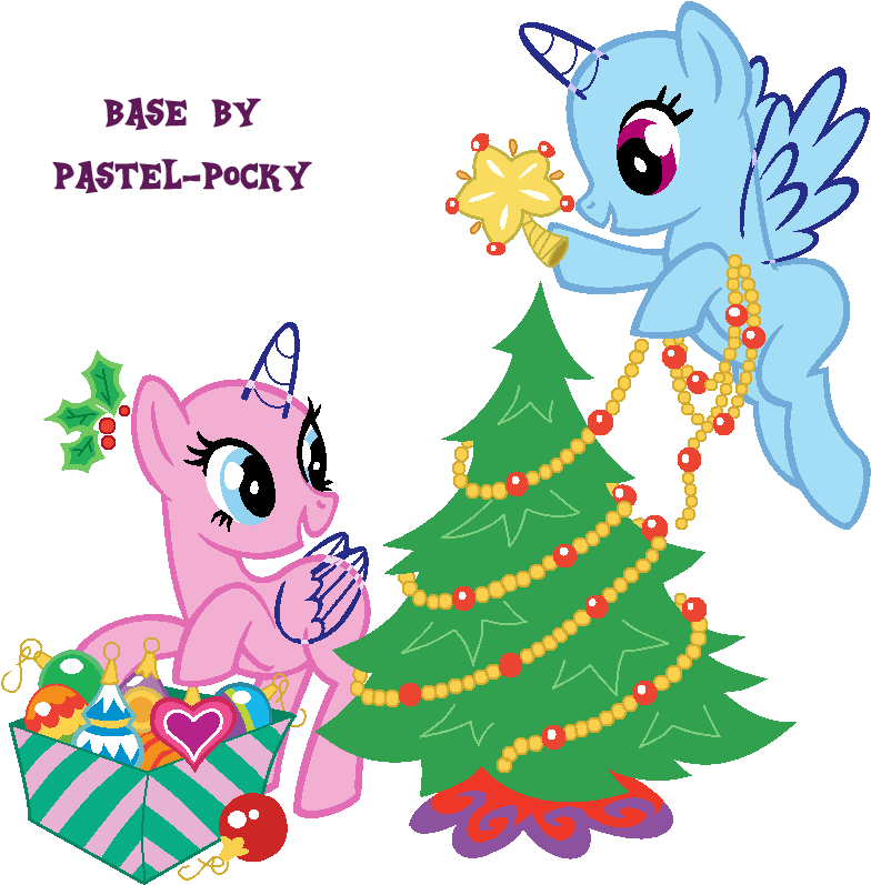Pony Christmas Decoration Scene PNG