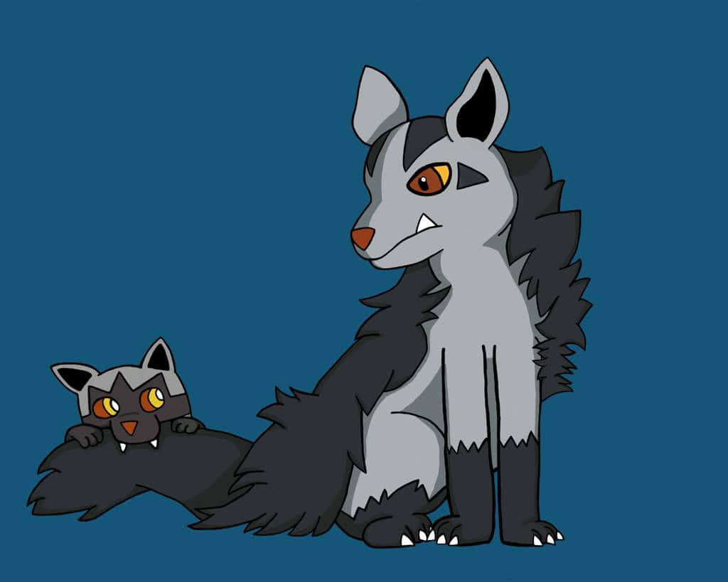 Poochyenaand Mightyena Illustration Wallpaper