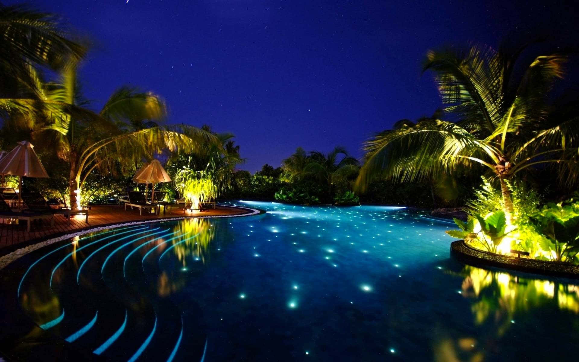Night Swimming Pool Background