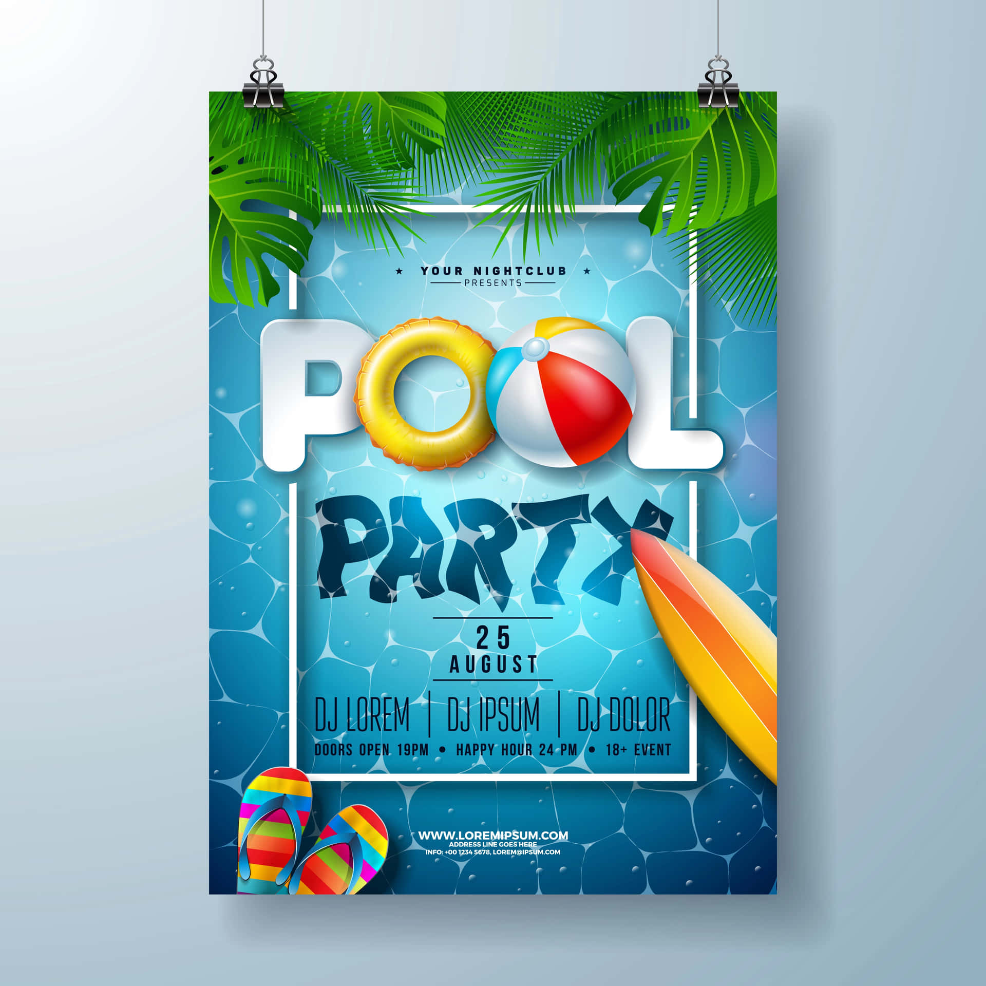 Invitationsbaggrund til Pool Party: