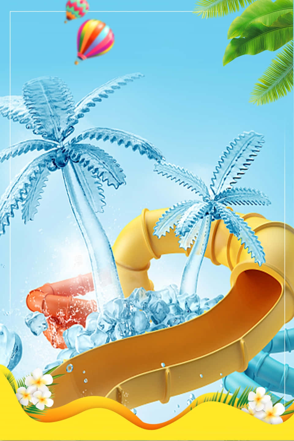 Water Slide Pool Party Background