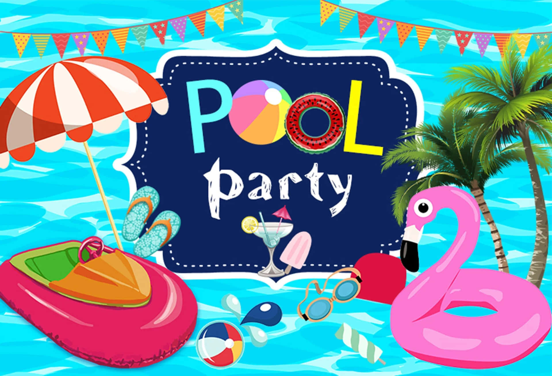 Cute Clip Art Pool Party Background