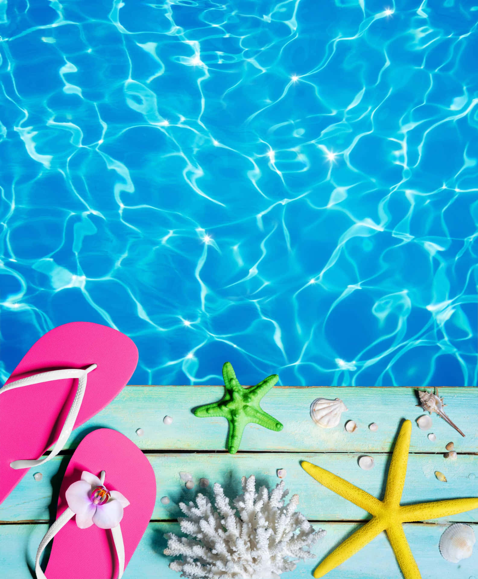 Flachliegenfotografie Hintergrund Für Pool-party