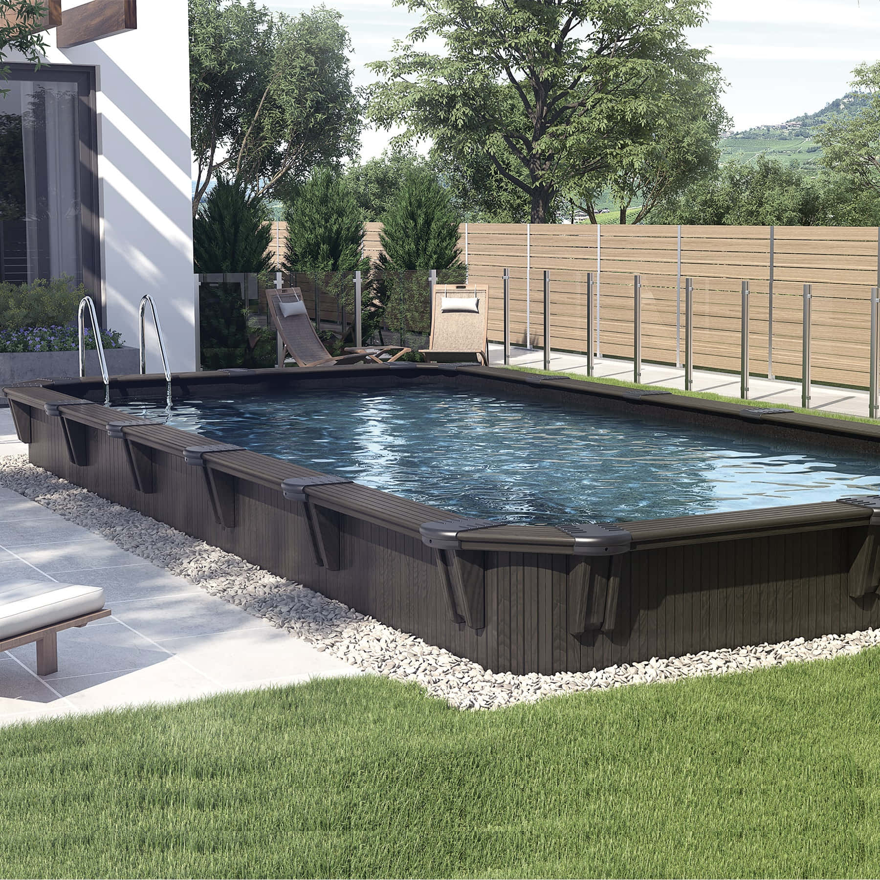 Rectangular Wooden Pool Picture