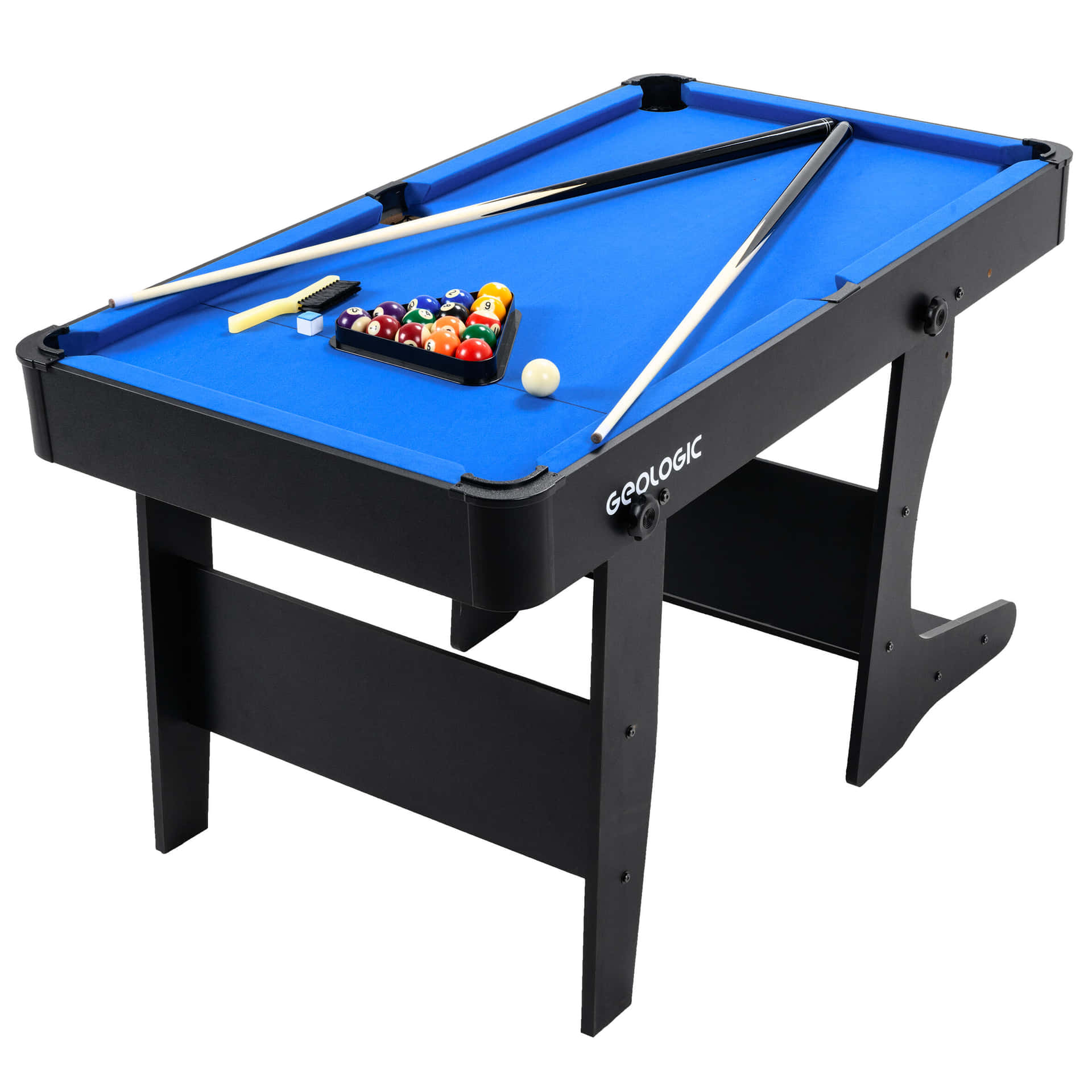 A classic pool table ready for a match.