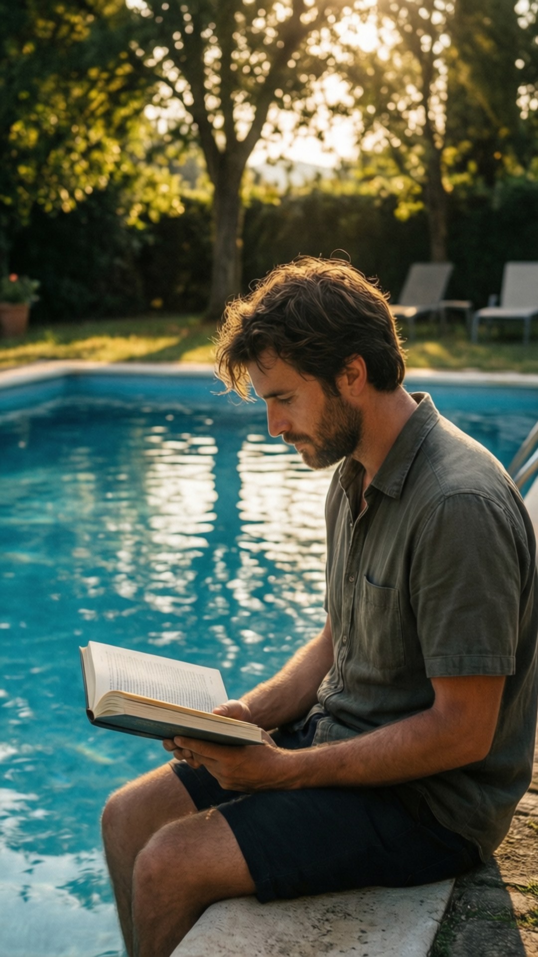 Poolside Reading Wallpaper
