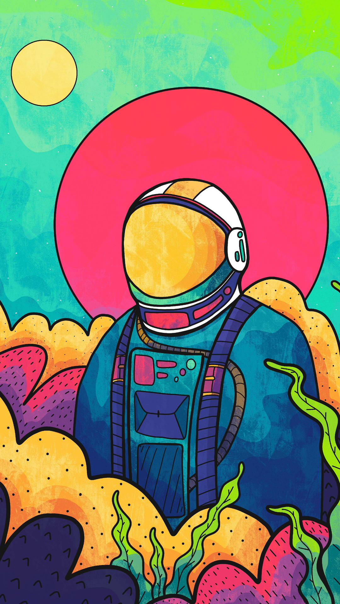 Pop Art Astronaut In Space 4k Phone Wallpaper