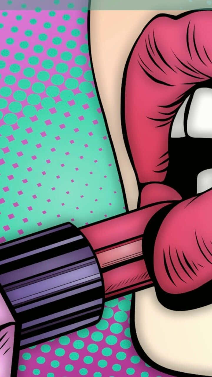 Closeup Pink Lipstick Pop Art Phone Wallpaper
