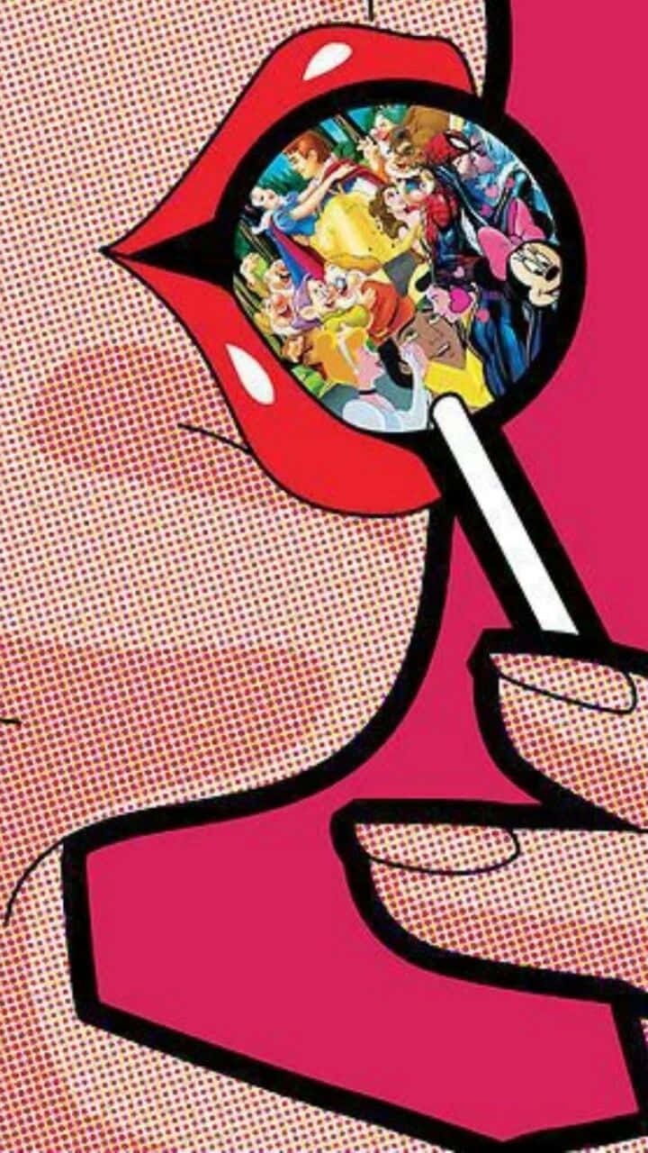 Disney Lollipop Pop Art Phone Wallpaper