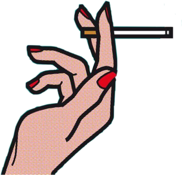 Pop Art Style Hand Holding Cigarette PNG