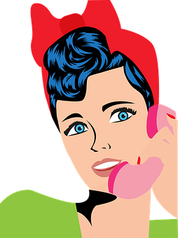 Pop Art Style Womanon Phone PNG