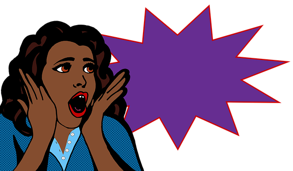 Pop Art Surprised Woman Expression PNG