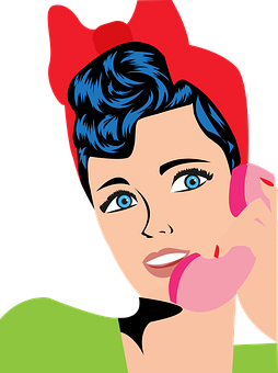 Pop Art Woman Phone Call PNG