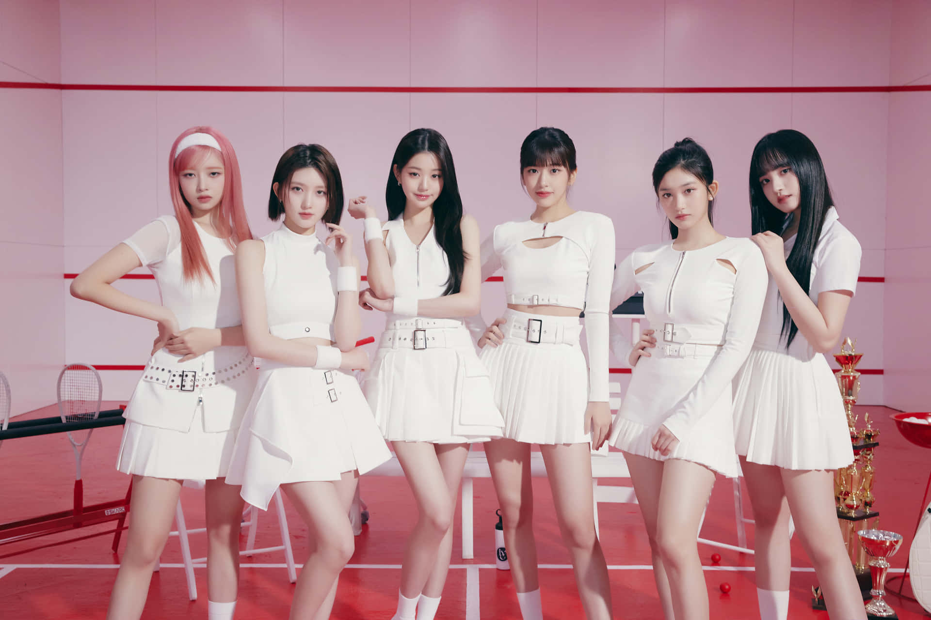 Pop_ Group_in_ White_ Outfits Wallpaper