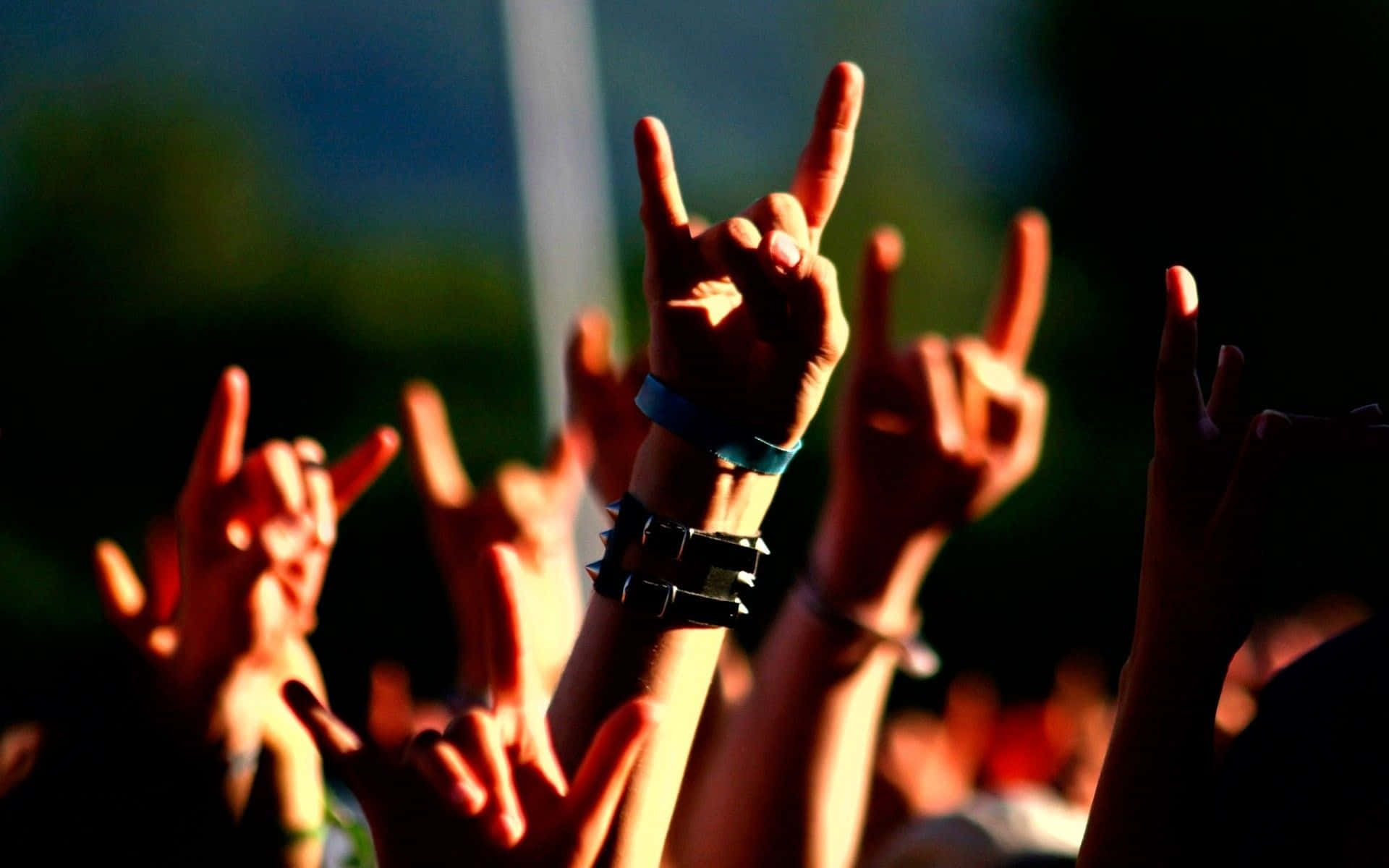 A Crowd Of People Raising Their Hands Up At A Concert Wallpaper