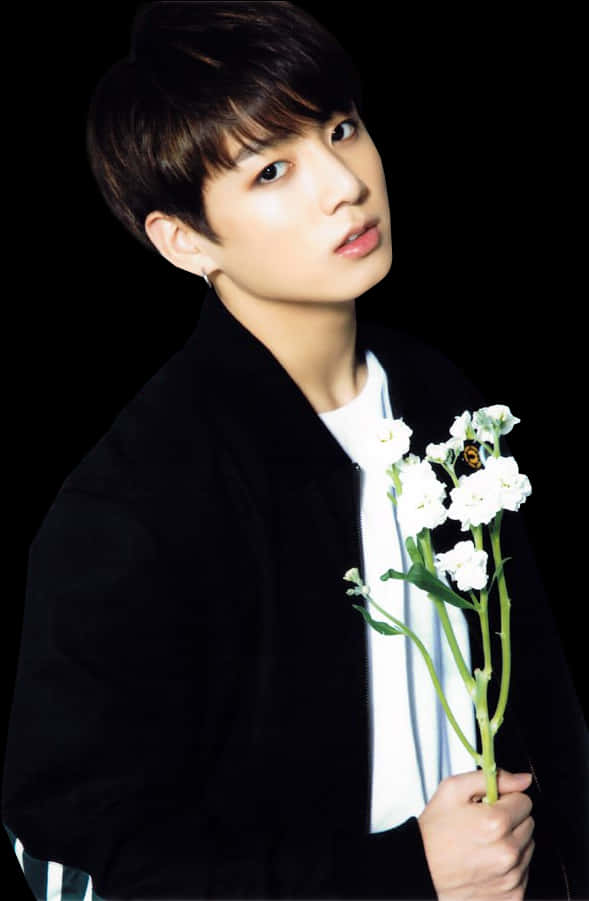 Pop Star With White Flowers PNG