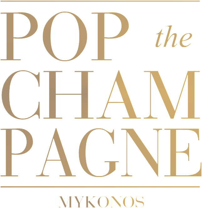 Pop The Champagne_ Mykonos_ Logo PNG