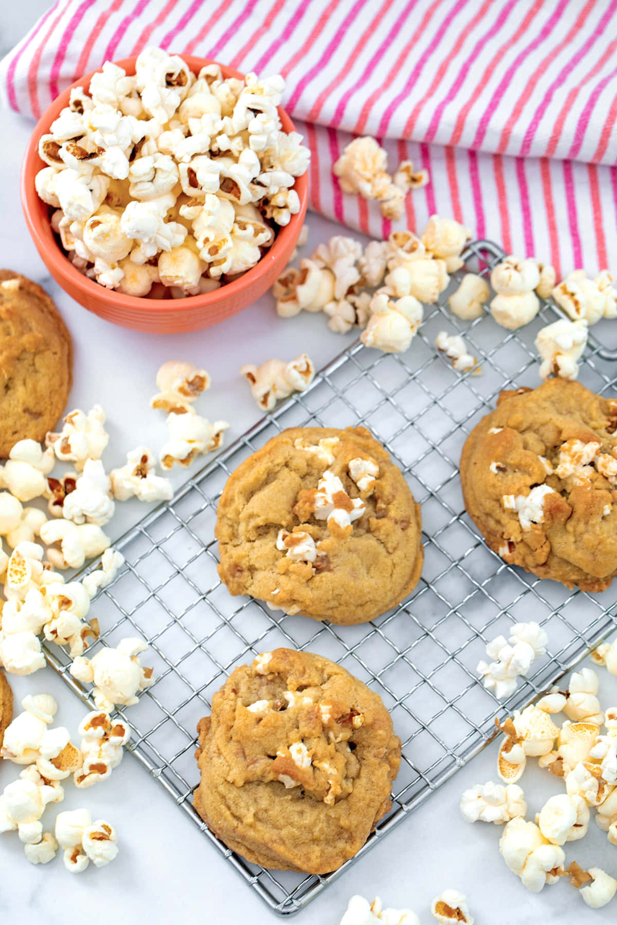 Popcorn Cookies On A Cooling Rack