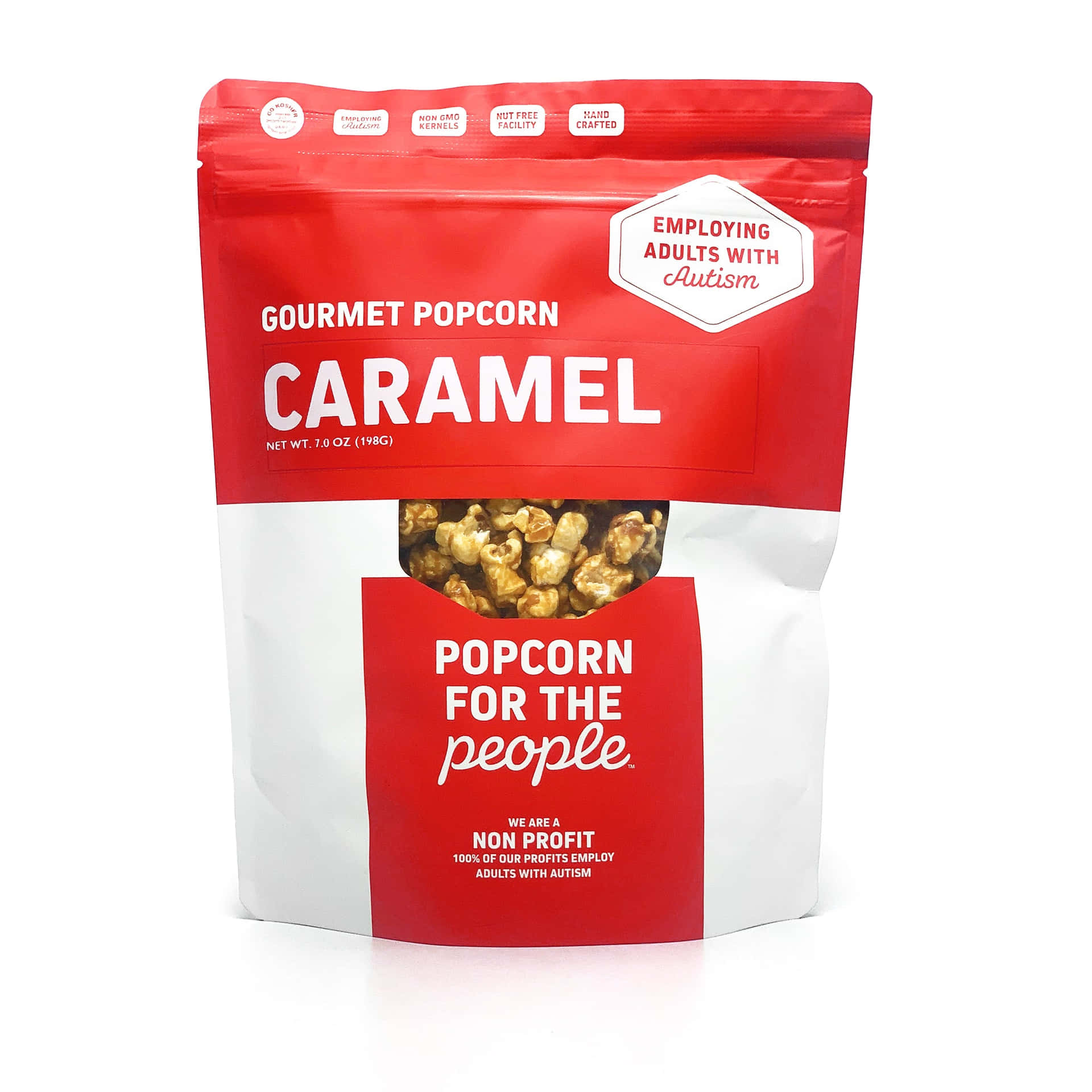 A Bag Of Popcorn With Caramel On It