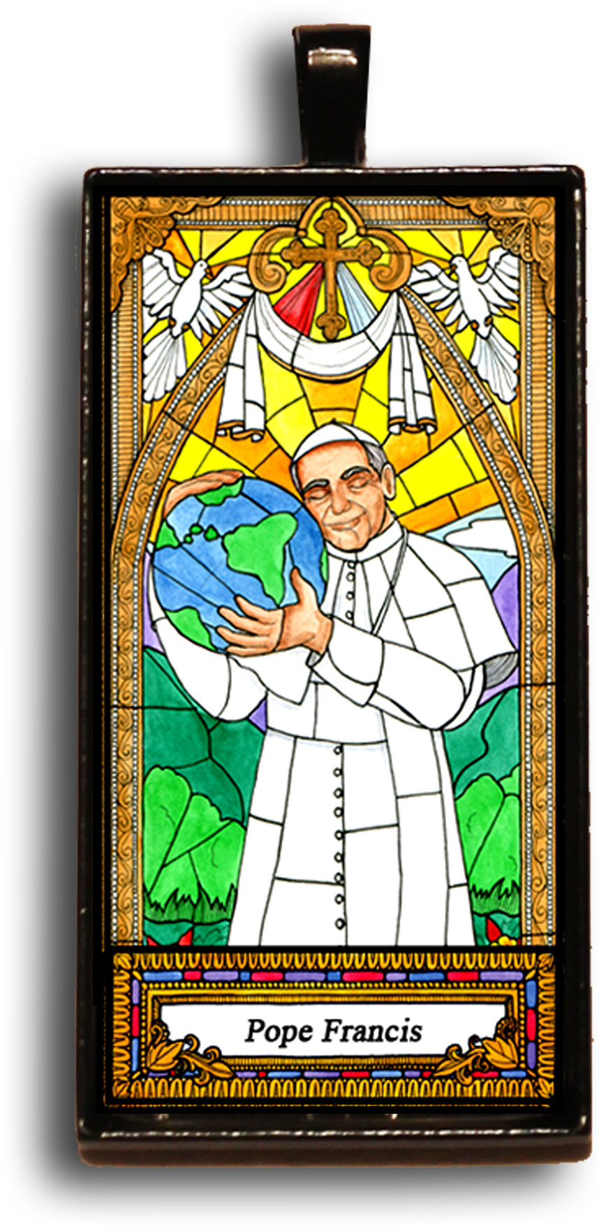 Pope Francis Stained Glass Artwork PNG