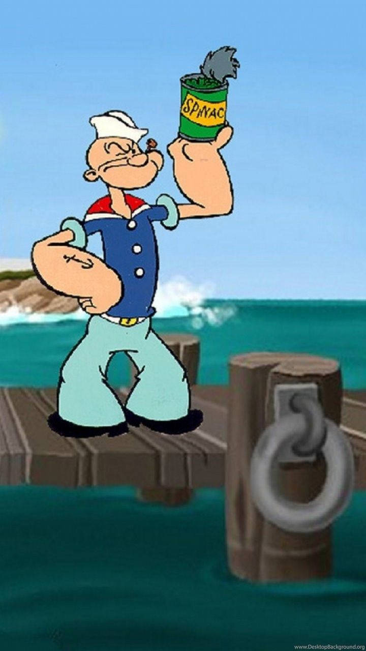 Popeye Holding Spinach By The Sea
