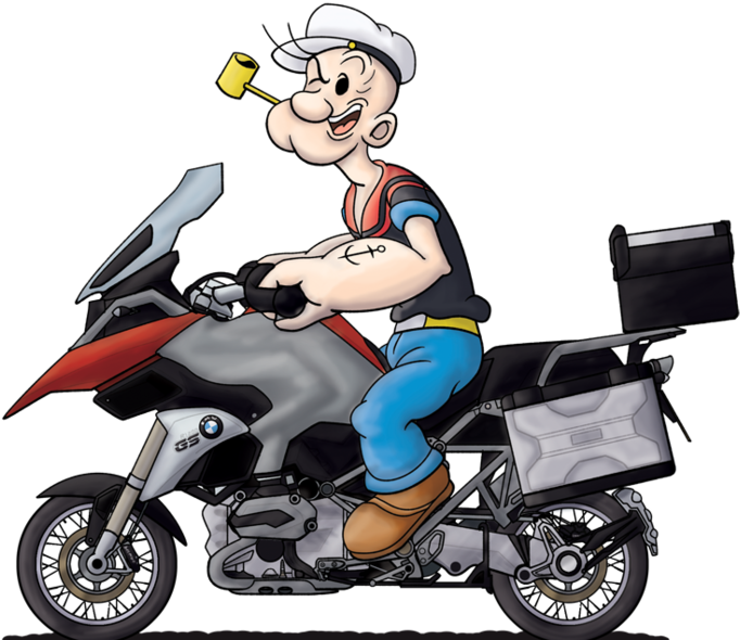 Popeye On Motorcycle Illustration PNG