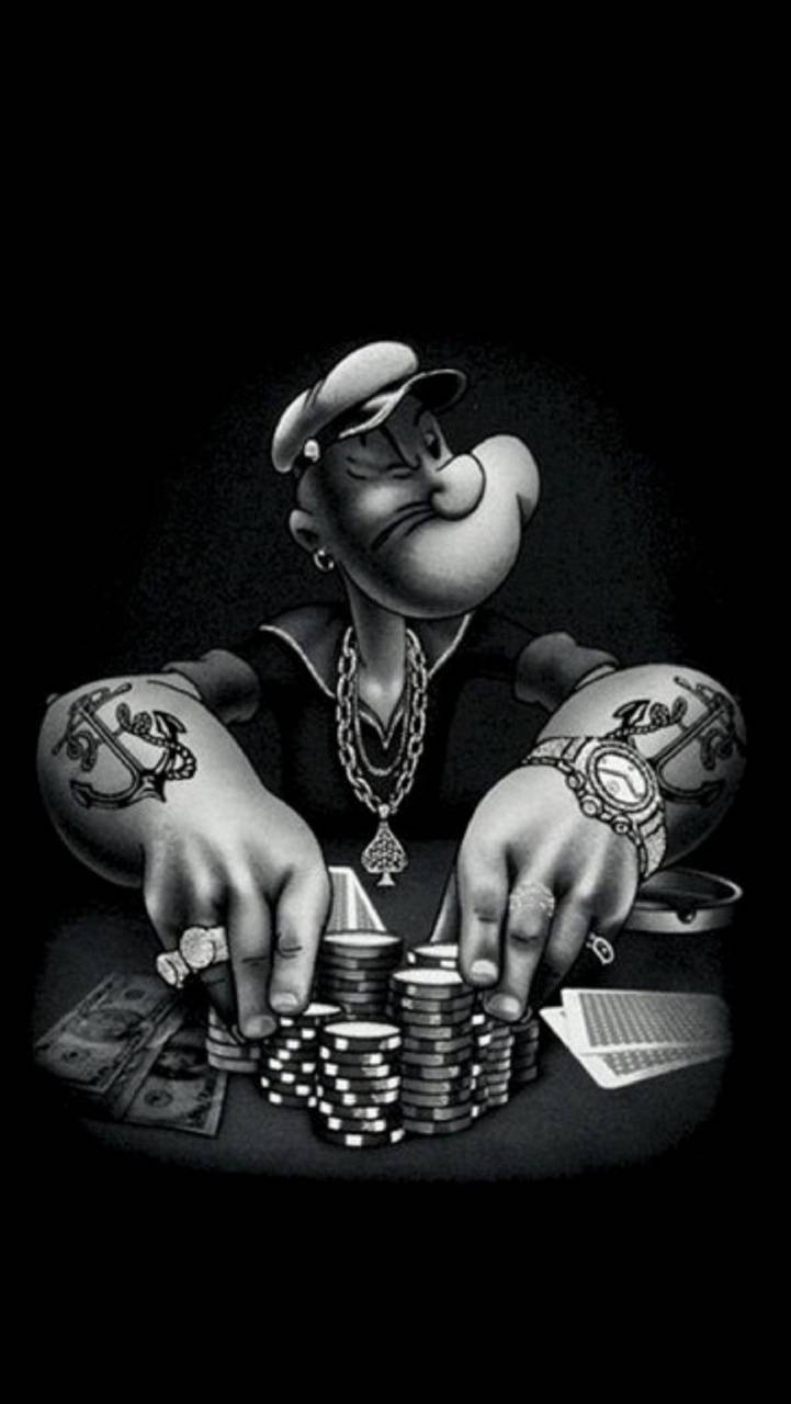 Popeye Playing Poker
