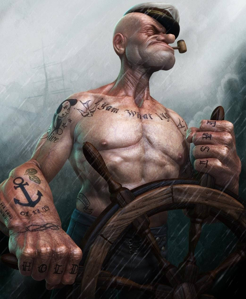Popeye Sailing In A Storm Wallpaper