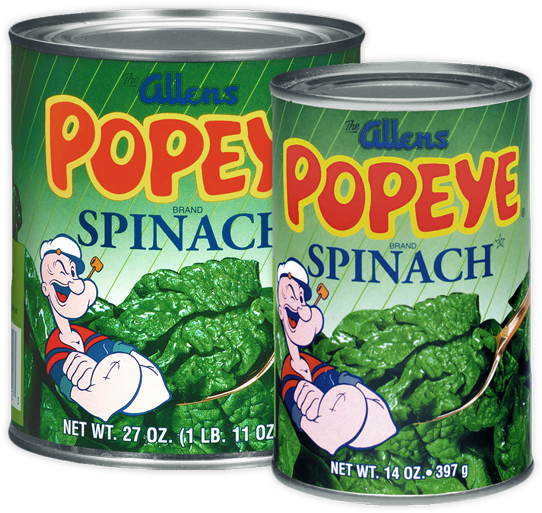 Popeye Spinach Cans Branding PNG