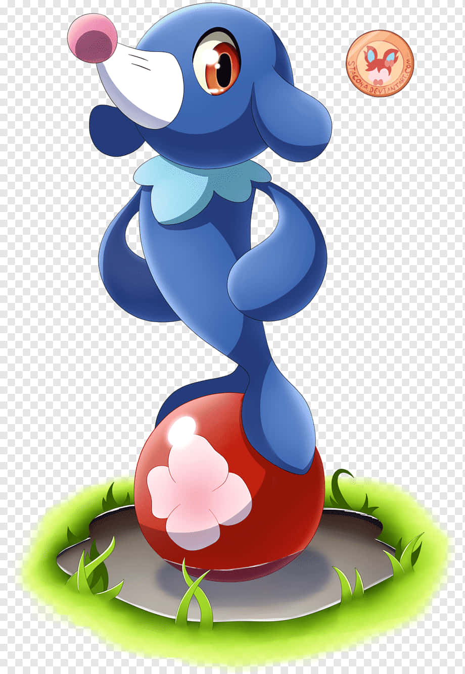 Popplio Standing On A Red Ball Wallpaper