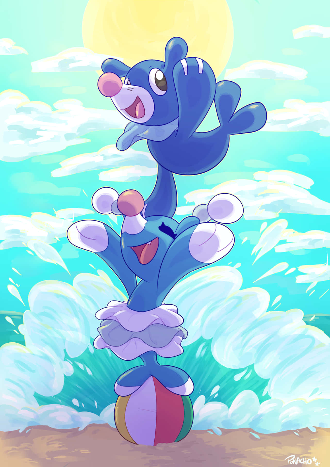 Popplio Standing On Top Of Brionne Wallpaper