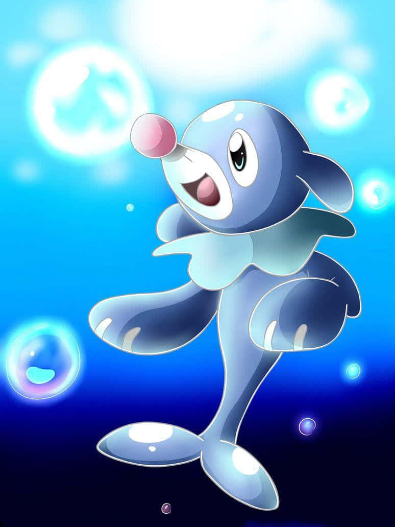 Popplio Surrounded By Water Balloons Wallpaper
