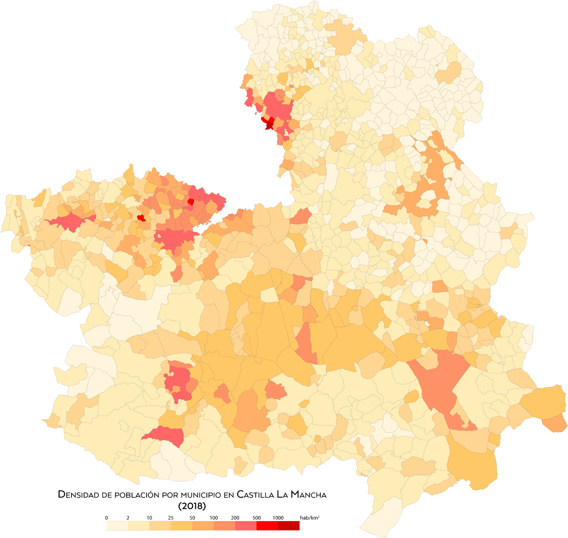 Population Density Map Castilla La Mancha2018 PNG