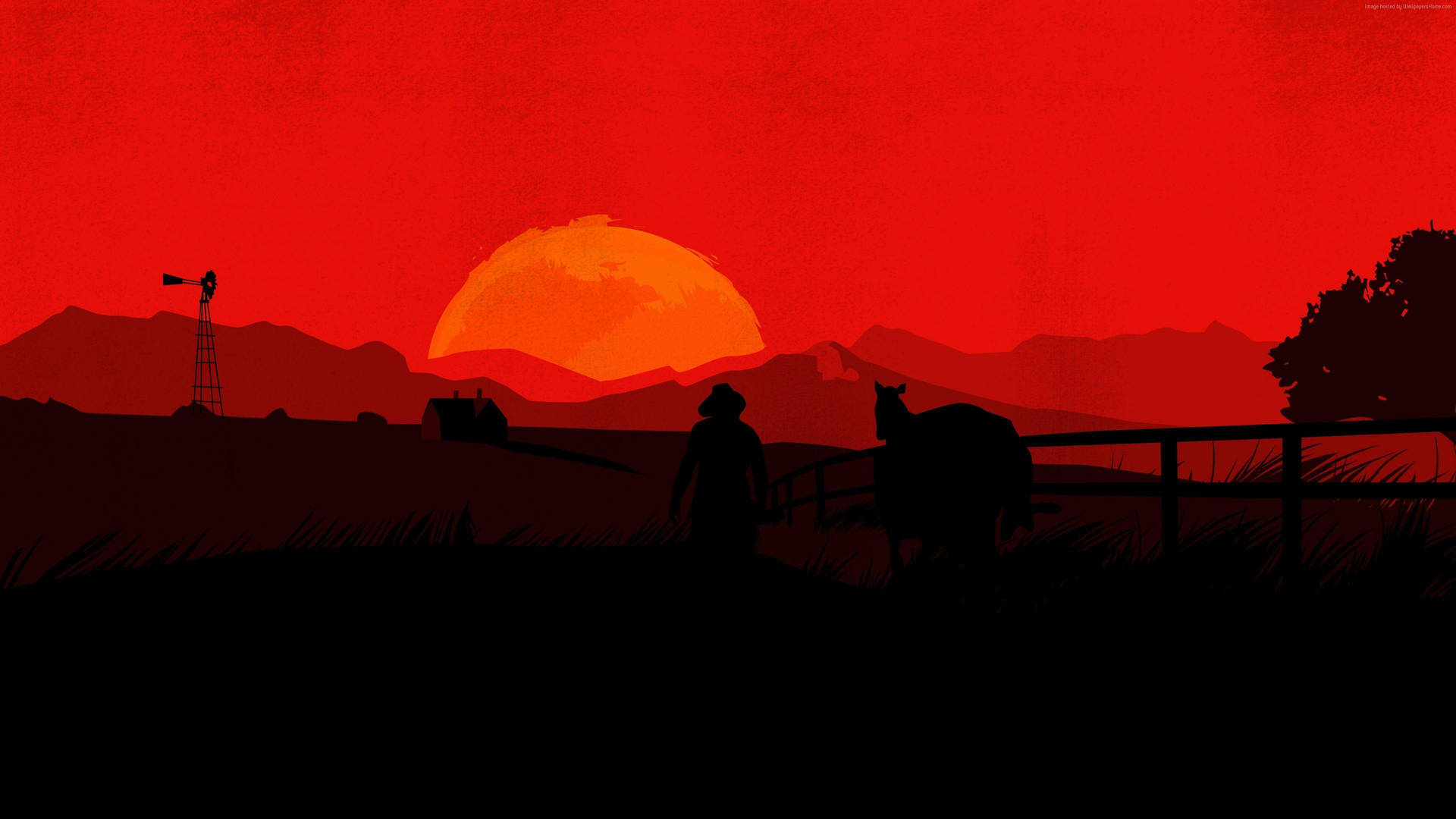 Pôr Do Sol Vermelho De Red Dead Redemption 2 4k Papel de Parede